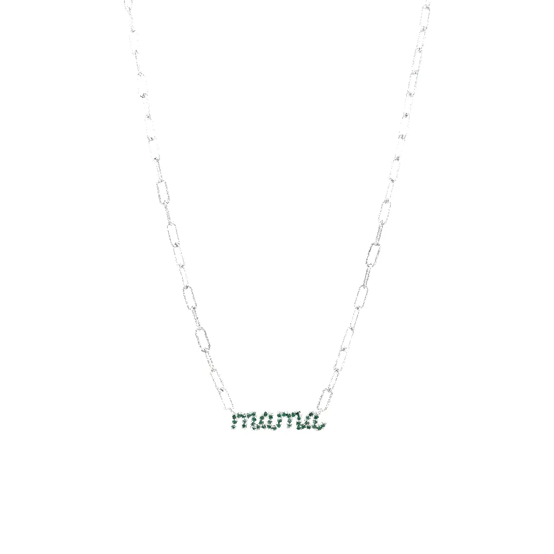 'Mama' Emerald Paperclip Necklace (Sample Sale) sold by IceLink