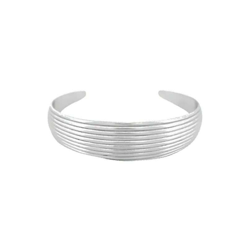 ‘Rina’ Ribbed Open Bangle (Sample Sale) sold by IceLink
