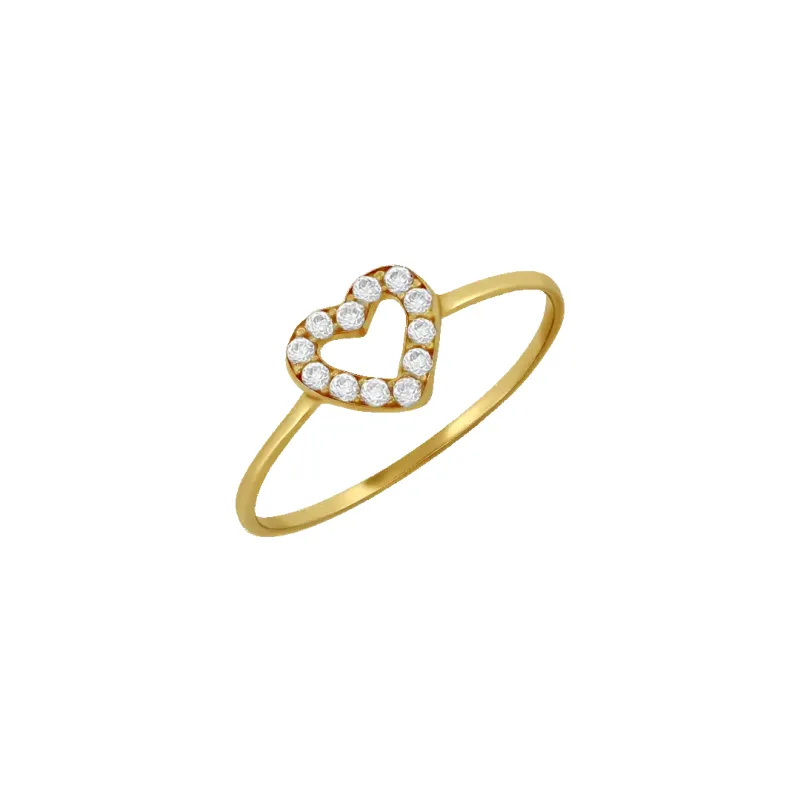 14K Gold Open Heart Pinky Ring made by IceLink