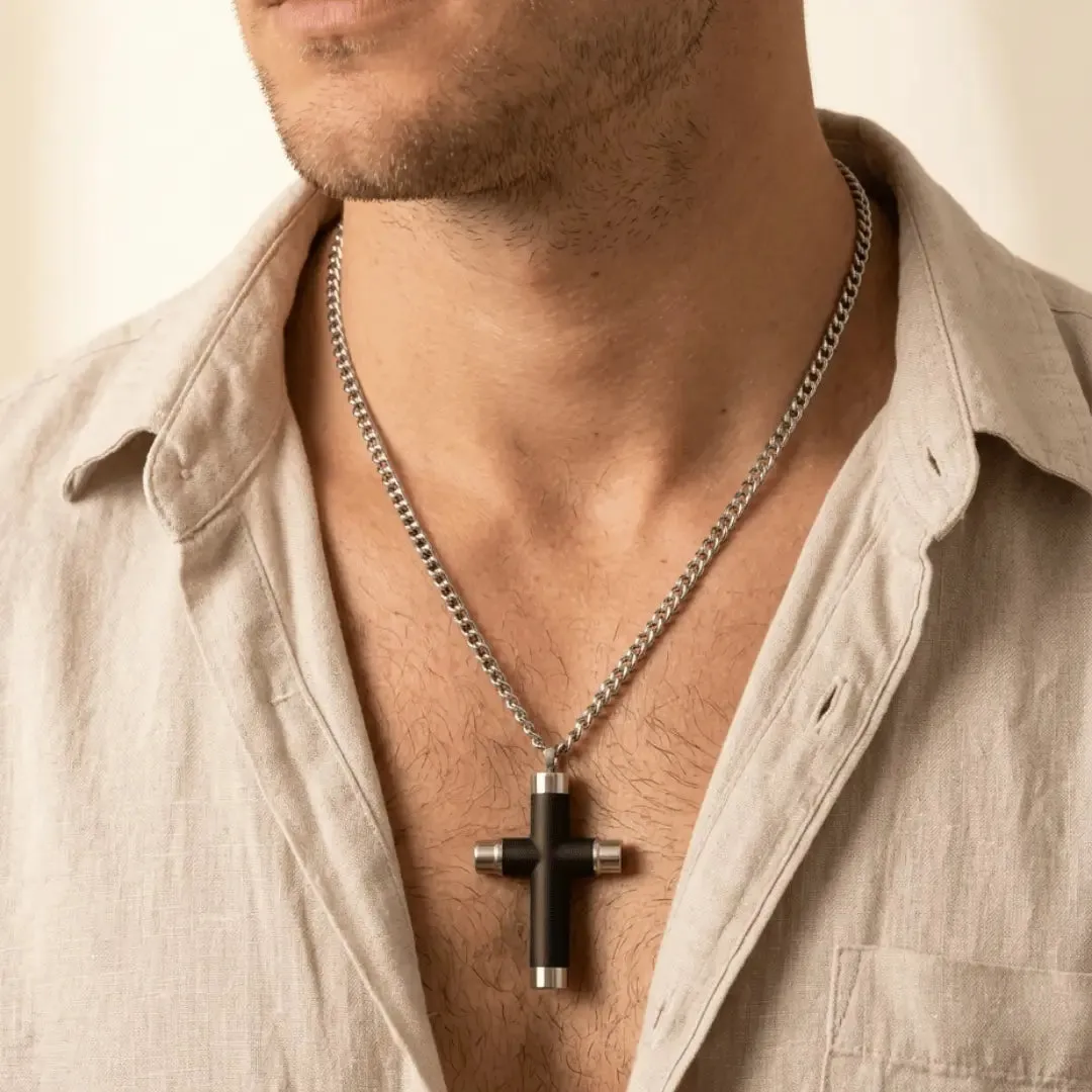 Cruz Carbon Fiber Cross Necklace sold by IceLink product image thumbnail 2