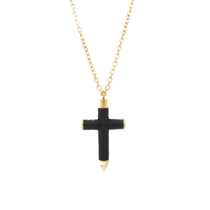 Axel Bullet Carbon Fiber Cross Necklace made by IceLink