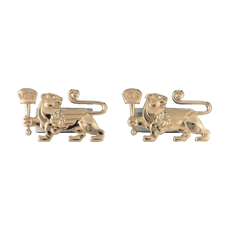 18K Rose Gold Lioness Cuff Links sold by IceLink
