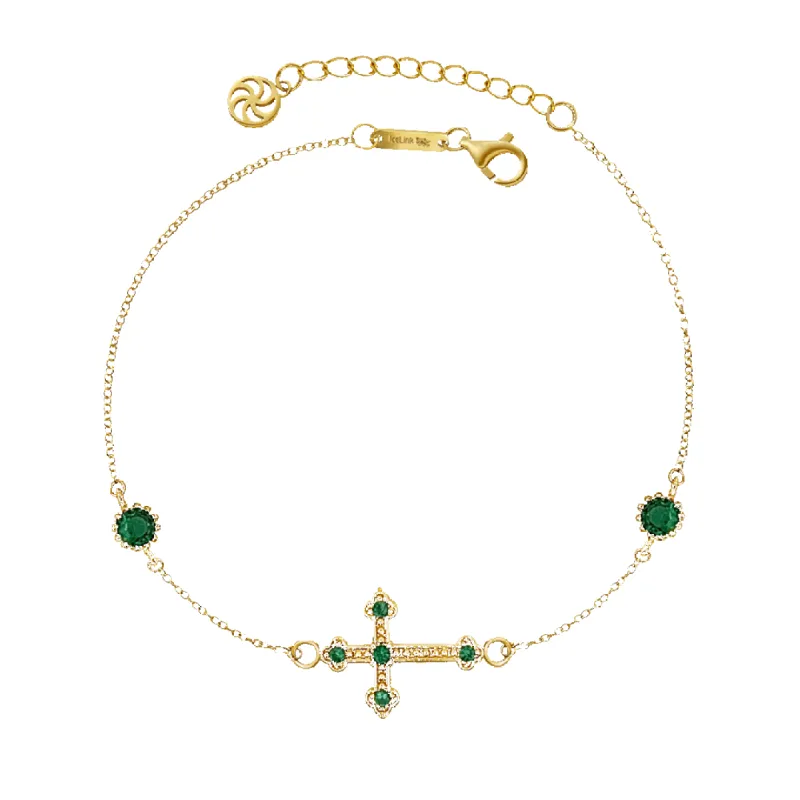 14K Emerald Cross Bracelet sold by IceLink
