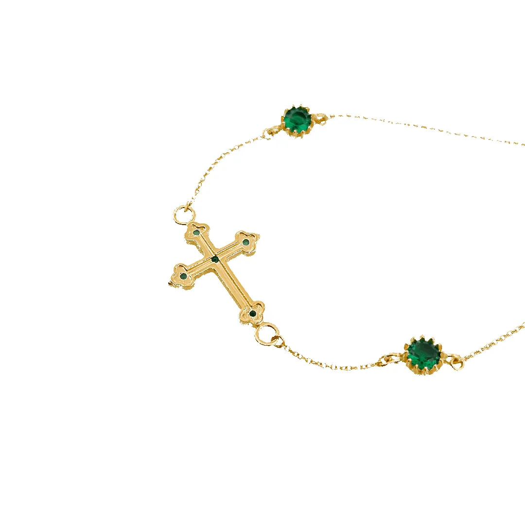 14K Emerald Cross Bracelet sold by IceLink product image thumbnail 3