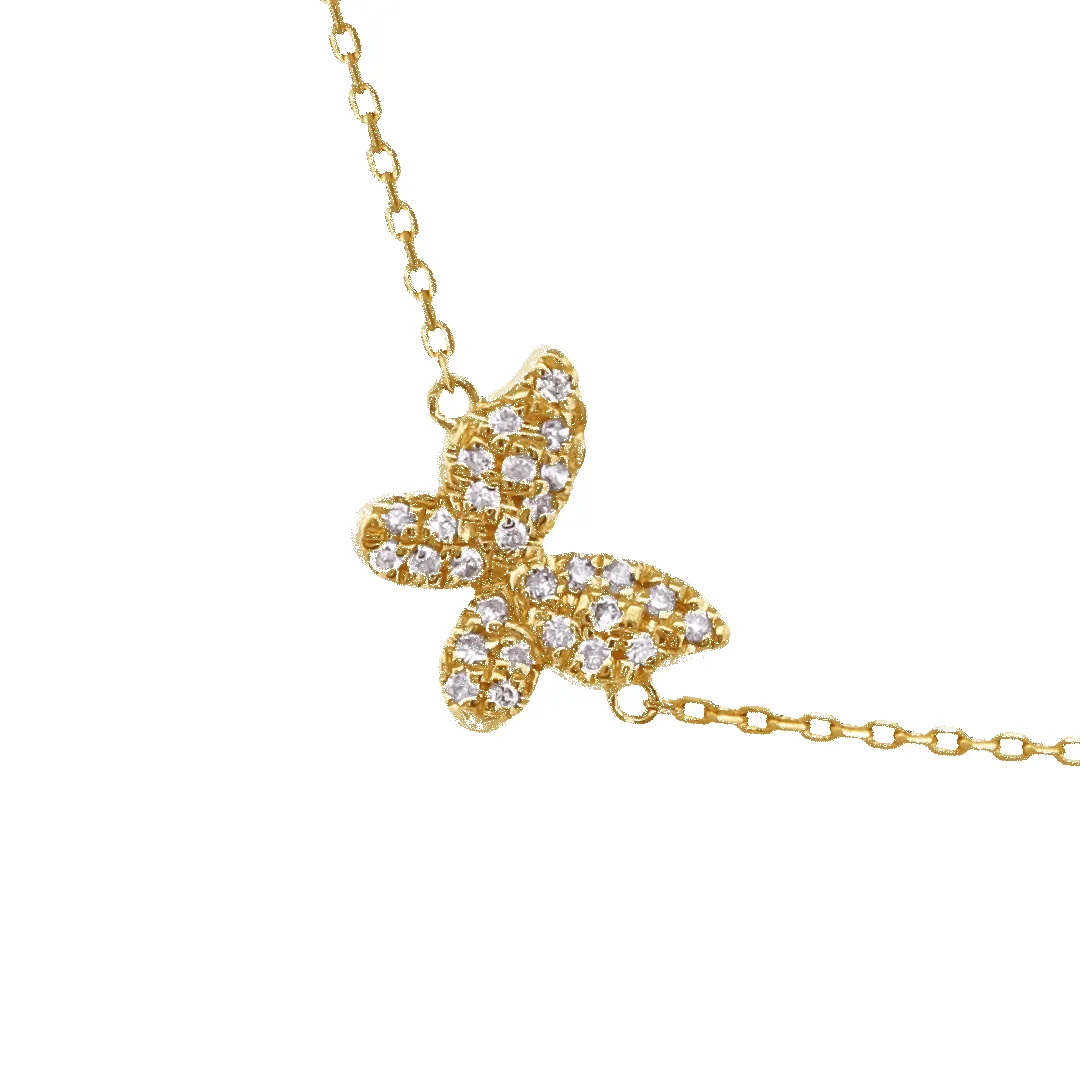14K Armenian Initial Butterfly Diamond Necklace sold by IceLink product image thumbnail 4