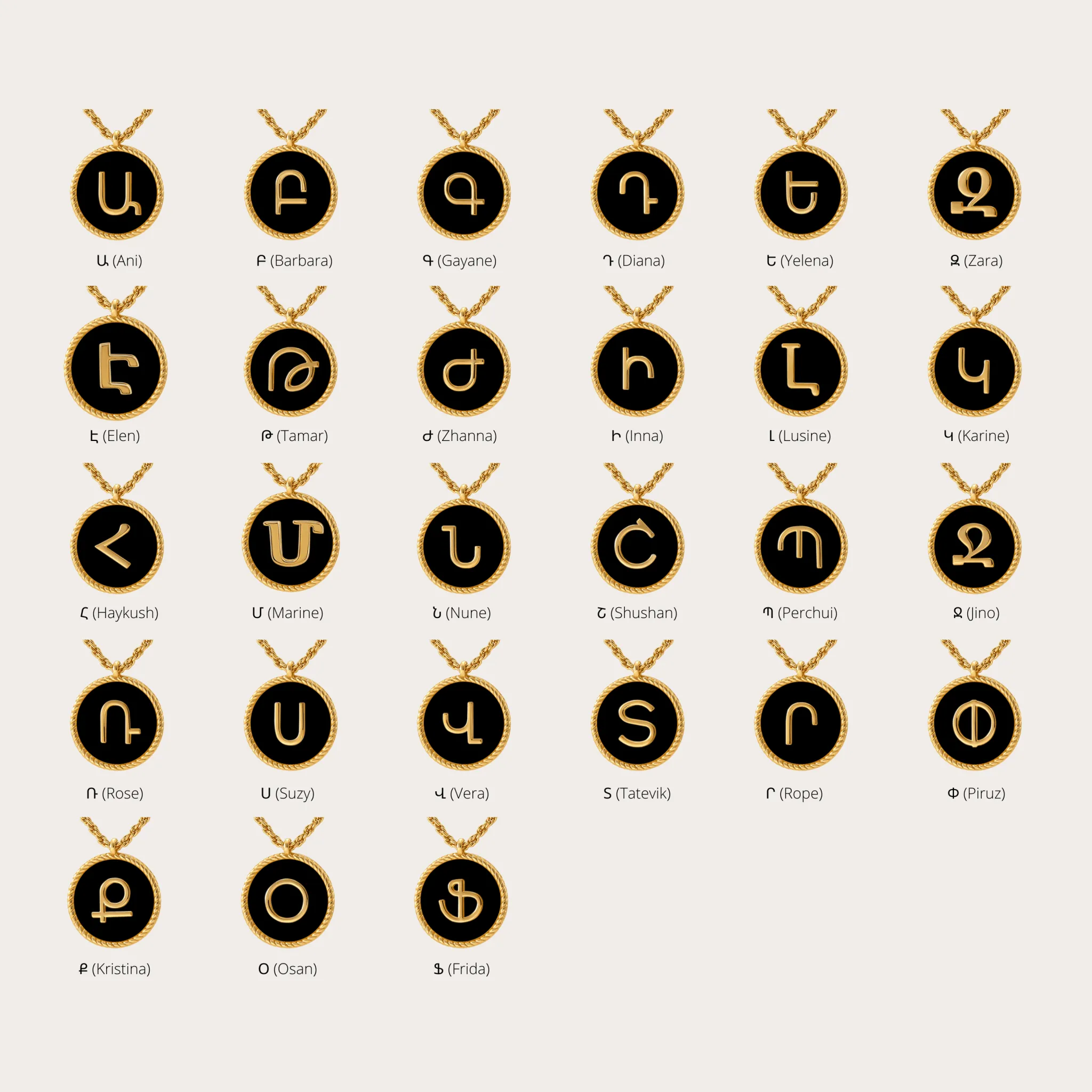 Onyx Armenian Initial Necklace (sample sale) sold by IceLink product image thumbnail 5