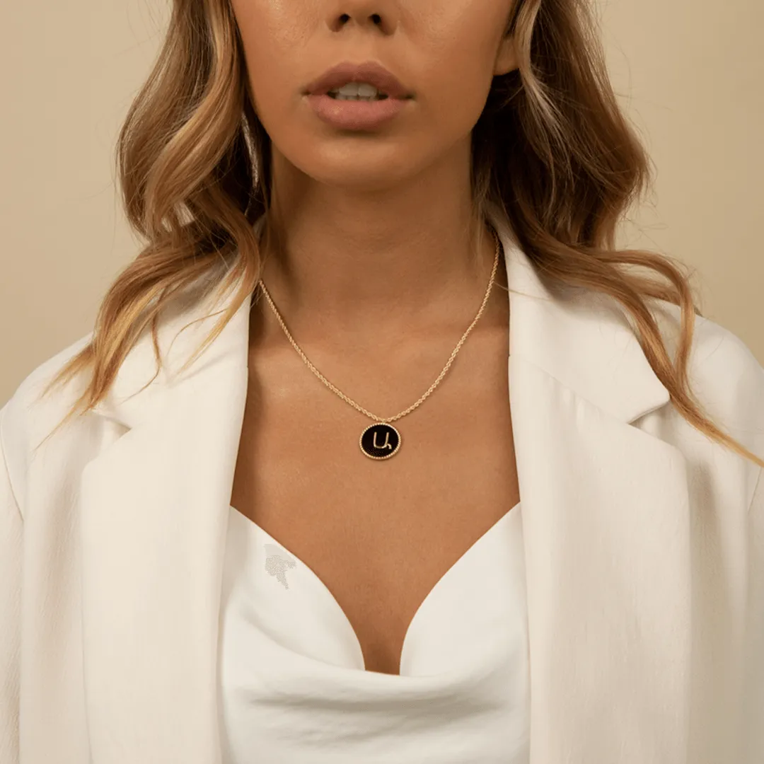 Onyx Armenian Initial Necklace (sample sale) sold by IceLink product image thumbnail 4