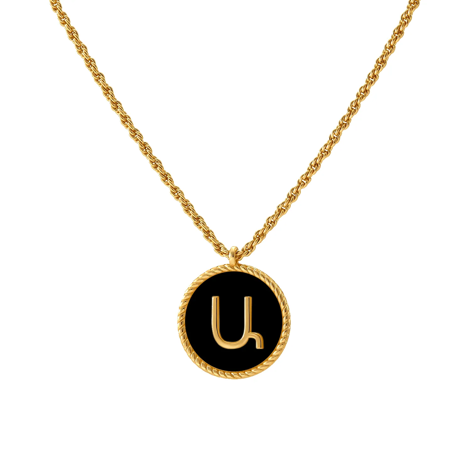 Onyx Armenian Initial Necklace (sample sale) sold by IceLink