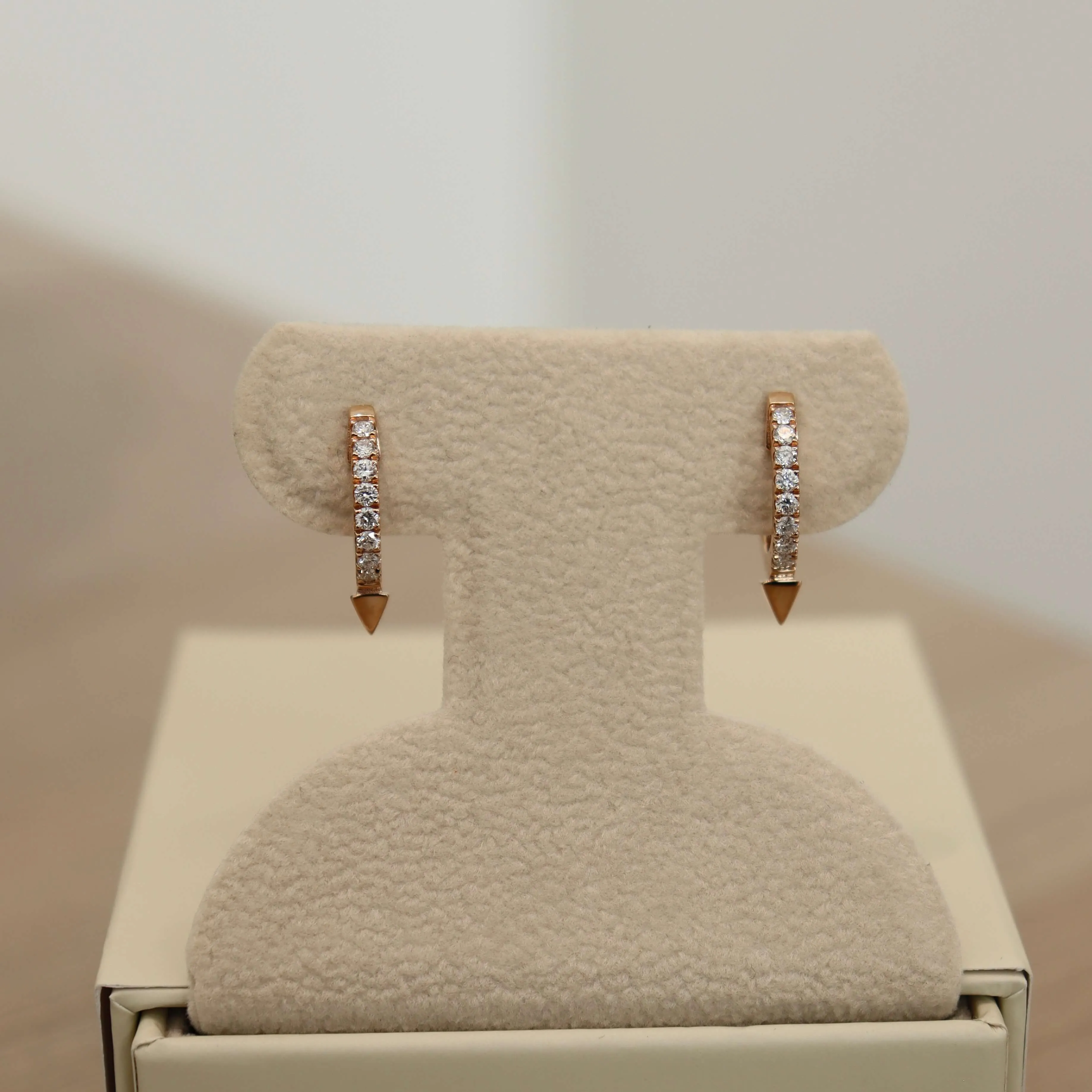 14K Pointy Diamond Hoops (Sample Sale) sold by IceLink