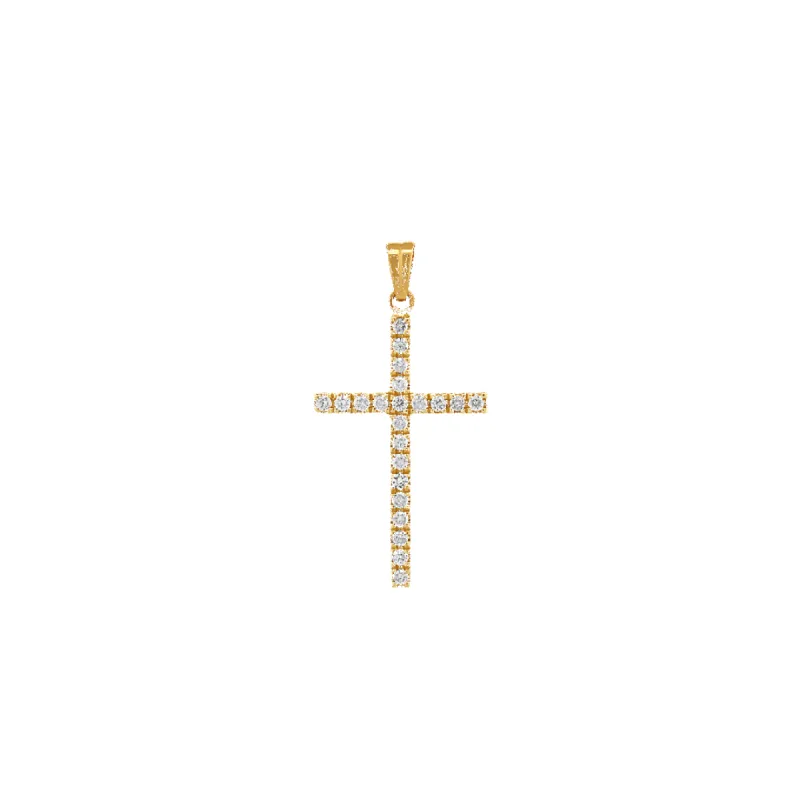 14K Medium Square Diamond Cross Pendant sold by IceLink