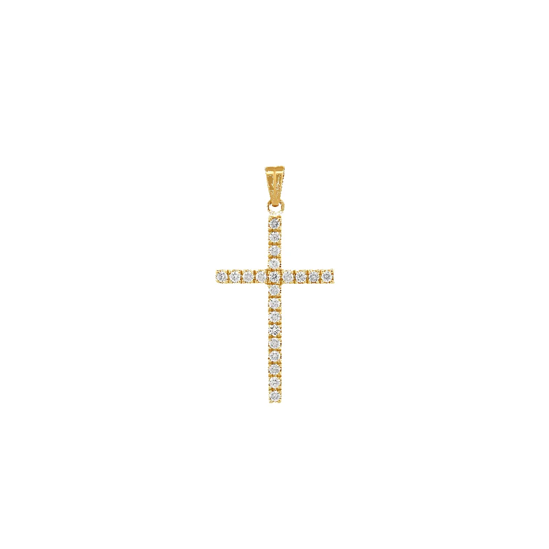 14K Medium Square Diamond Cross Pendant sold by IceLink
