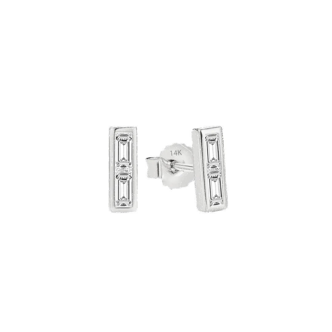 14K Emmy Bar Stud Earrings sold by IceLink product image thumbnail 3