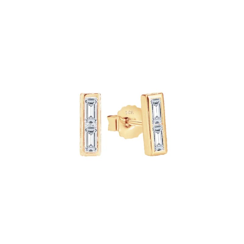 14K Emmy Bar Stud Earrings sold by IceLink