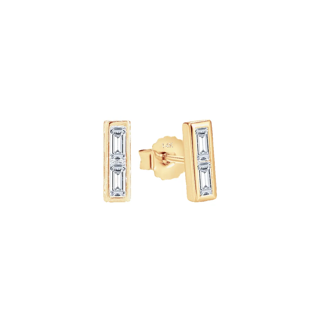 14K Emmy Bar Stud Earrings sold by IceLink