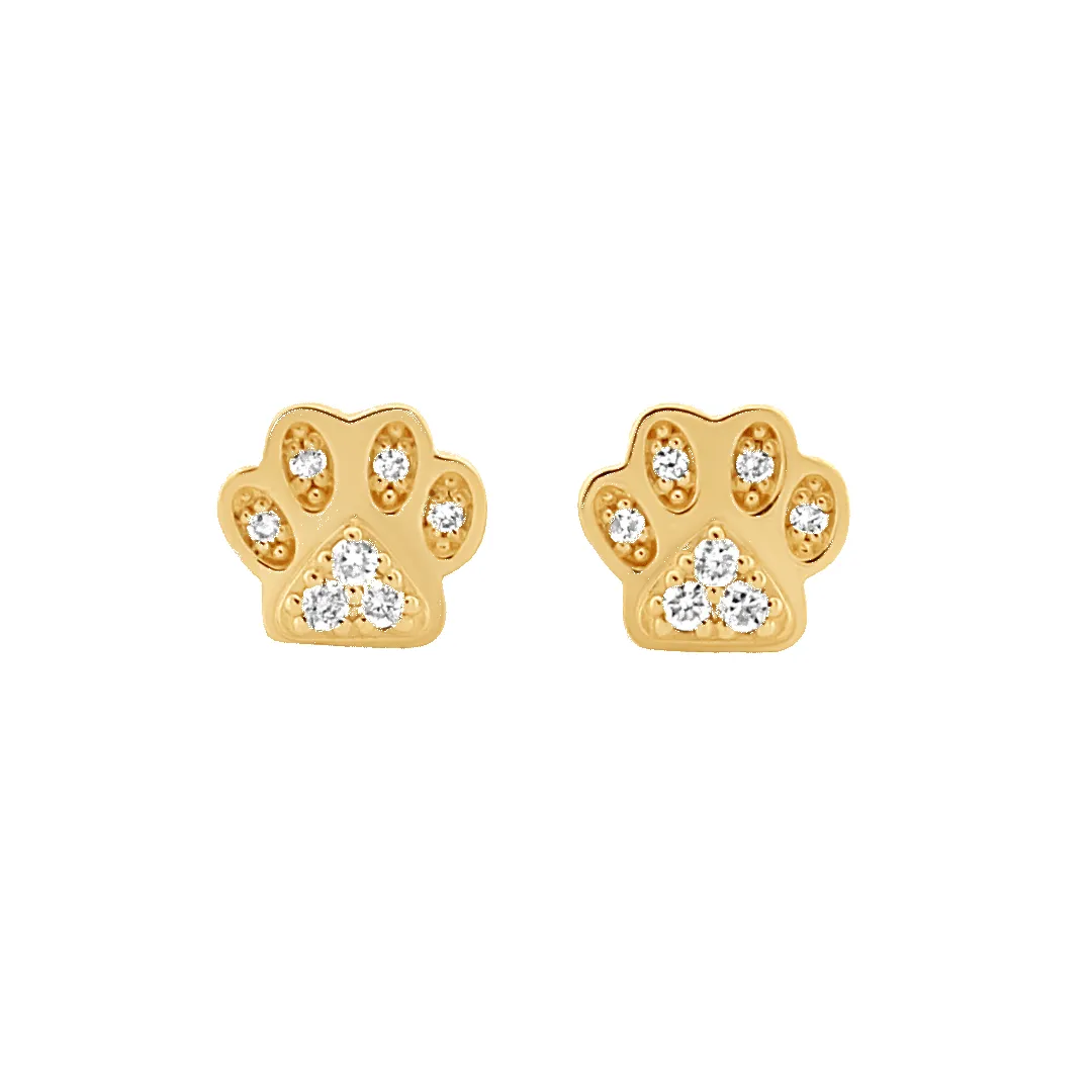 14K Dog Paw Diamond Stud Earrings sold by IceLink product image thumbnail 5