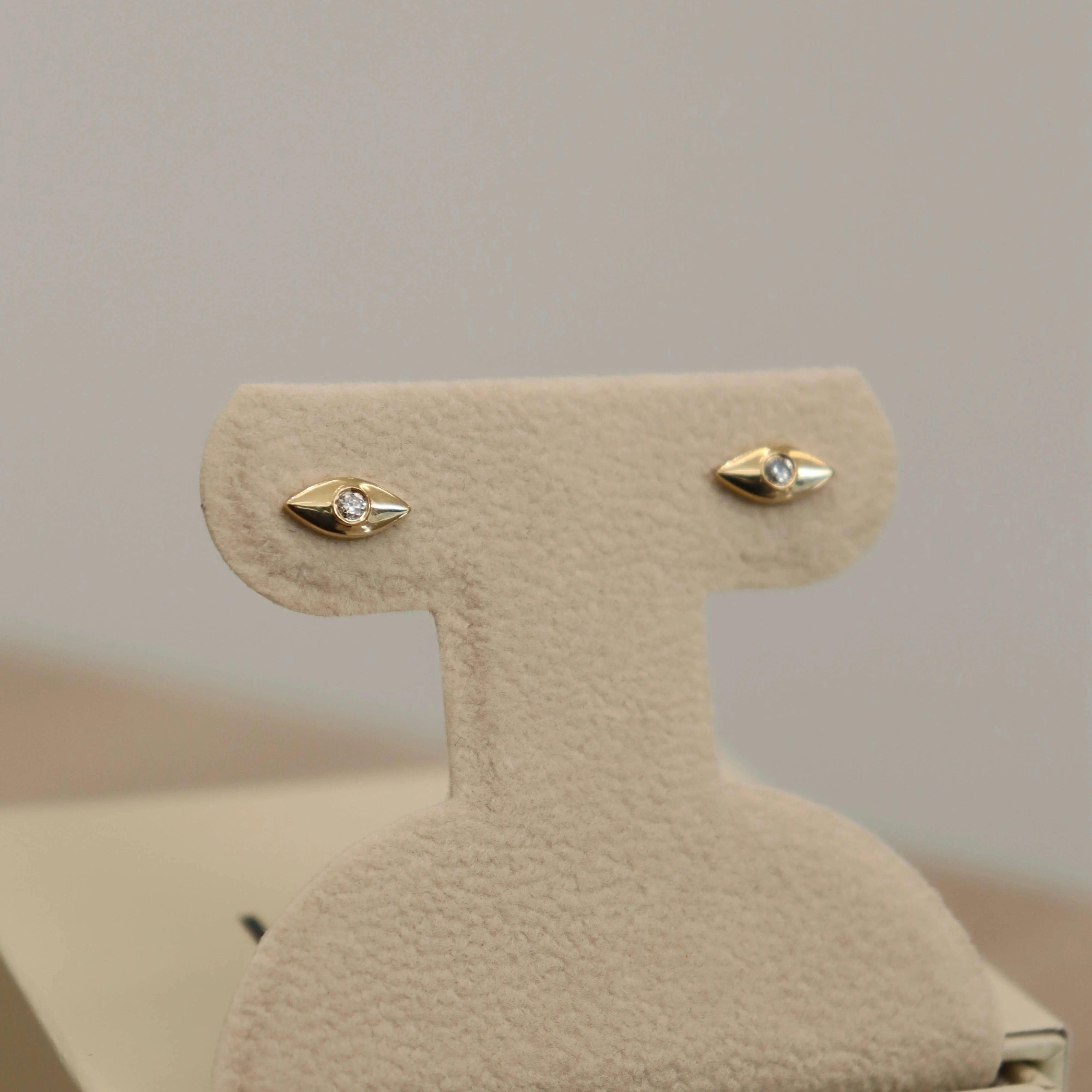 14K Plain Eye Diamond Stud Earrings (Sample Sale) sold by IceLink