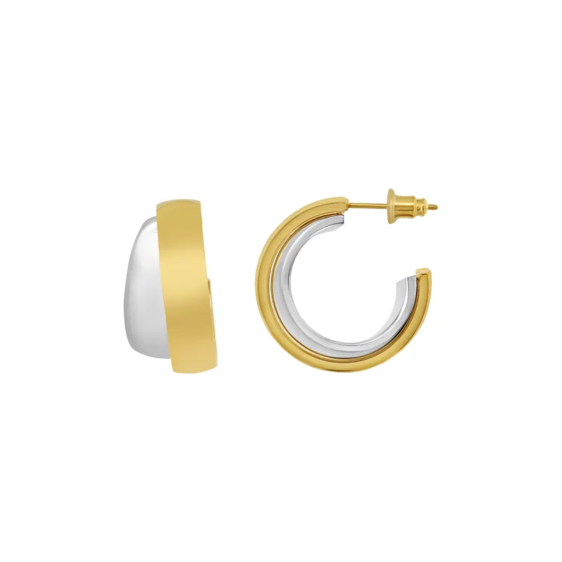 Two-Tone Double Hoop Earrings (Sample Sale) sold by IceLink