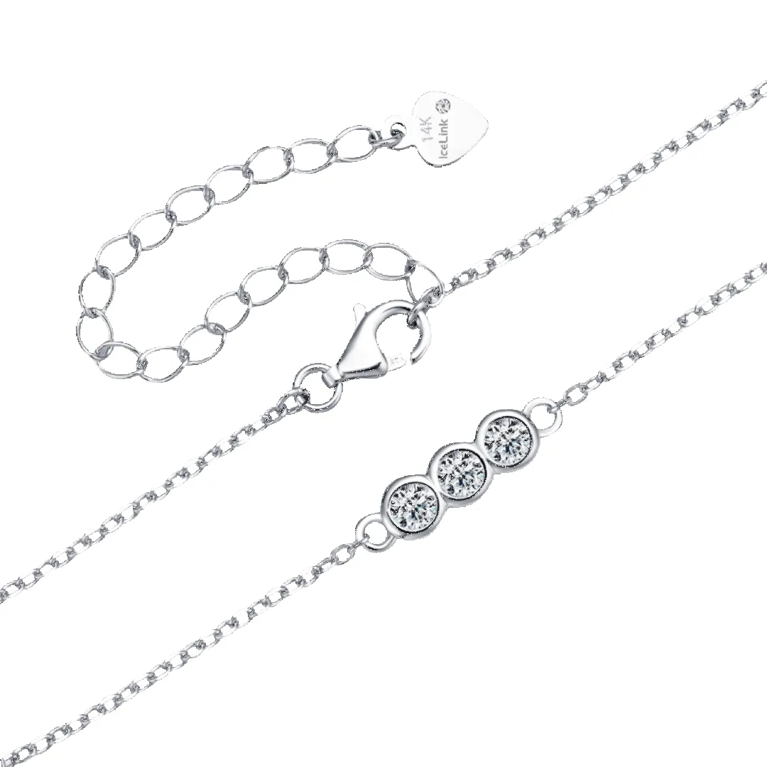 14K White Gold Trinity Moissanite Bracelet sold by IceLink product image thumbnail 3