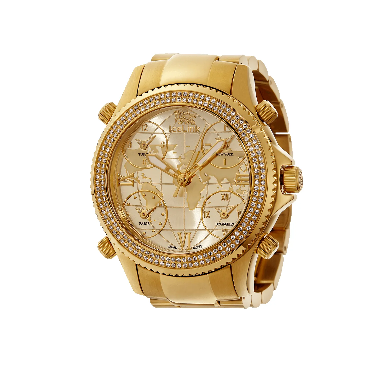 ICELINK MARCOPOLO ゴールド Marco Polo Black & Gold 5 Time Zone Watch - IceLink