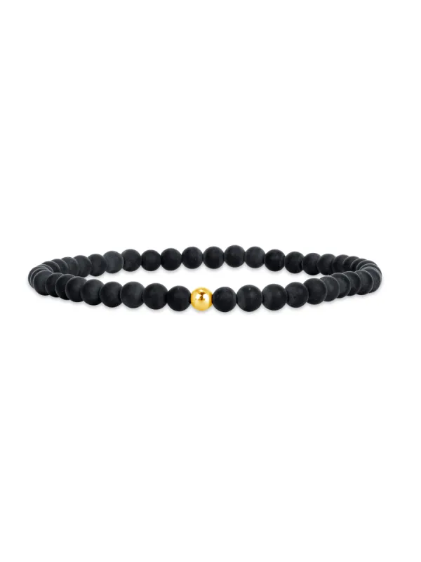 Men's Stretch Black Beaded Bracelet sold by LeMel