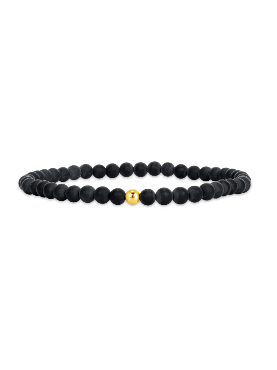 Men's Stretch Black Beaded Bracelet sold by LeMel