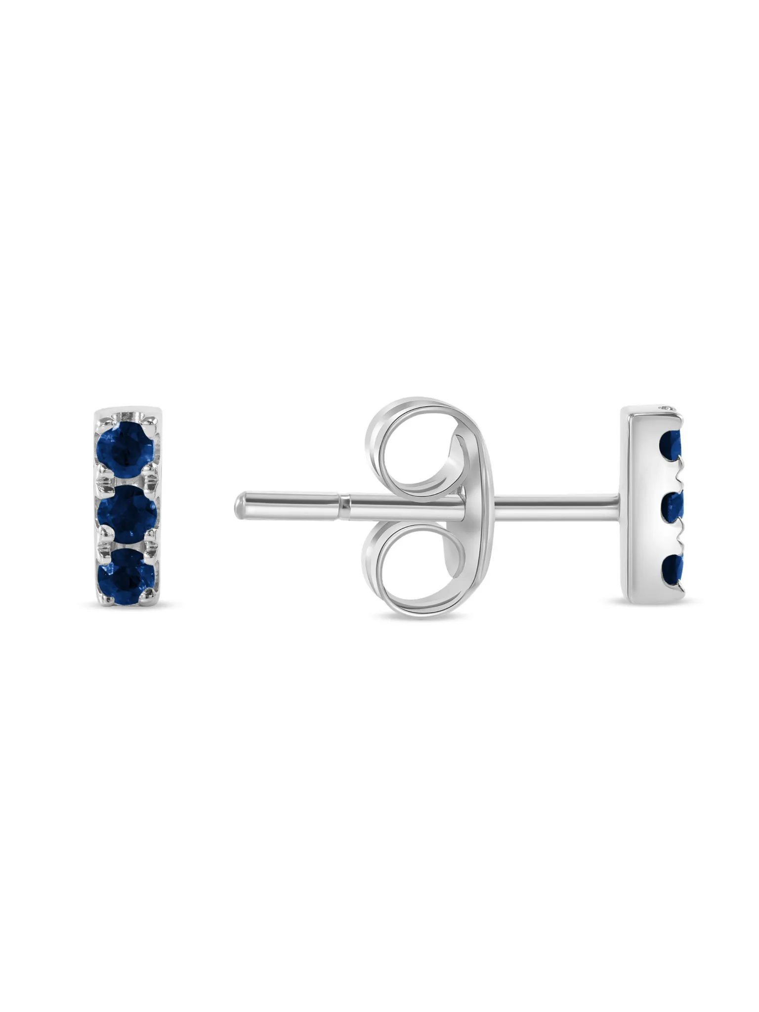 Blue Sapphire Bar Stud Earring 14K sold by LeMel product image thumbnail 3