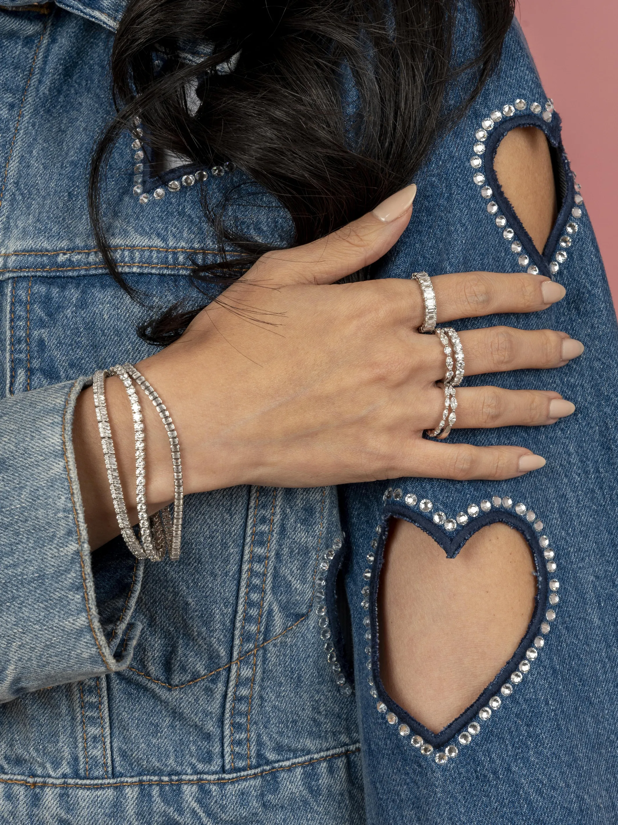 Emerald Cut Diamond Tennis Bracelet 14K sold by LeMel product image thumbnail 2