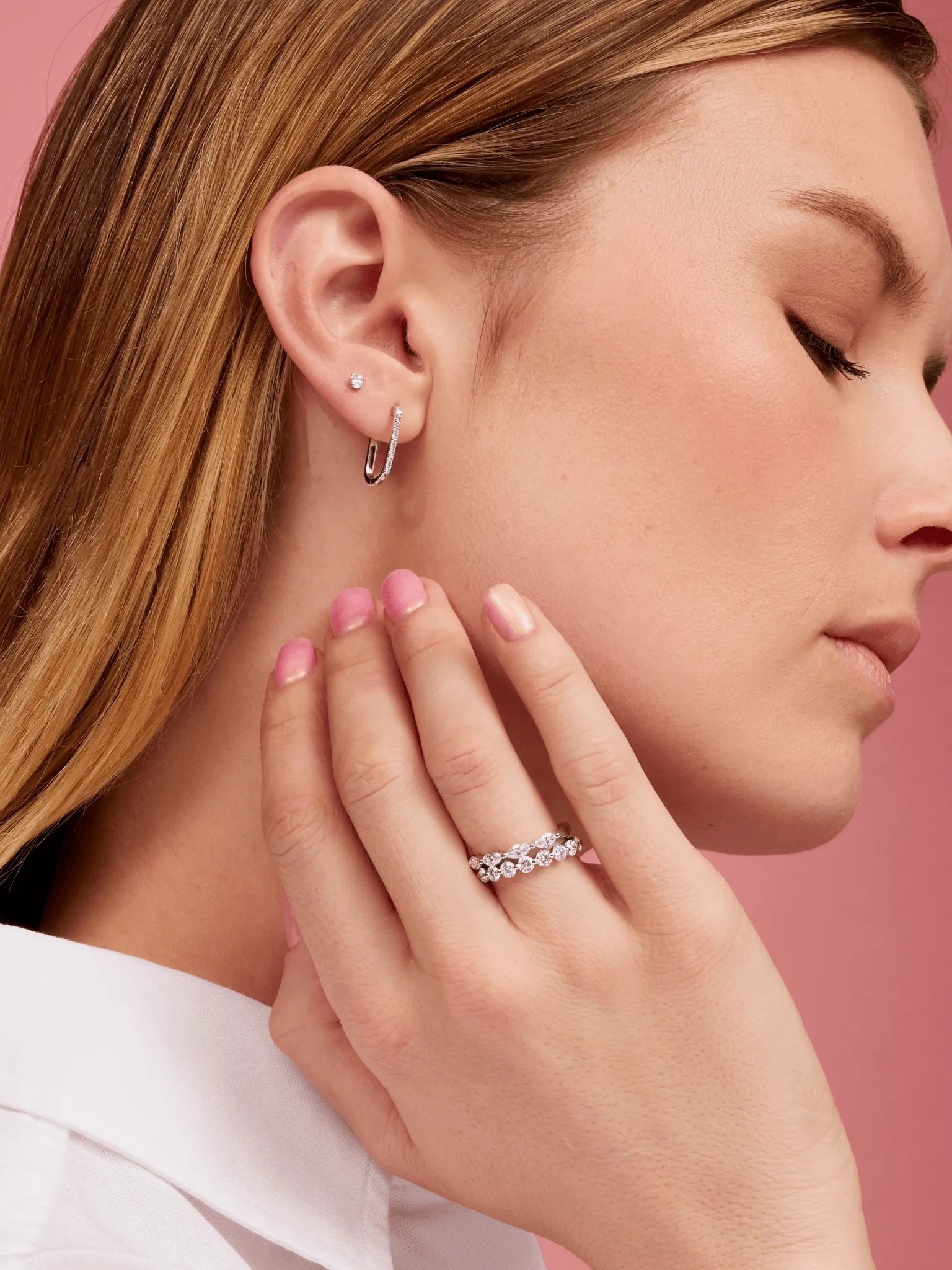 Oval Diamond Stud Earring 14K sold by LeMel product image thumbnail 5