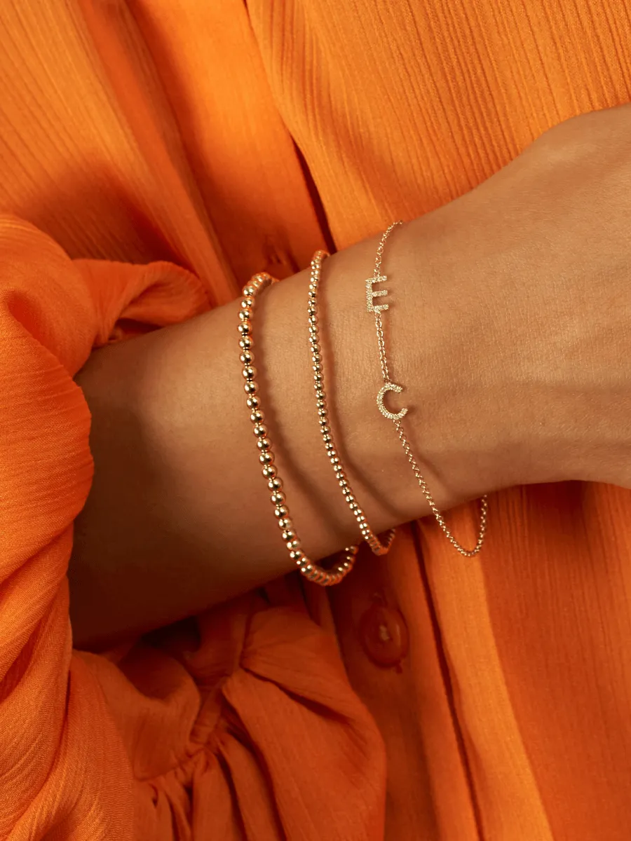 The Diamond Initial Bracelet 14K - 2 Letters sold by LeMel product image thumbnail 2