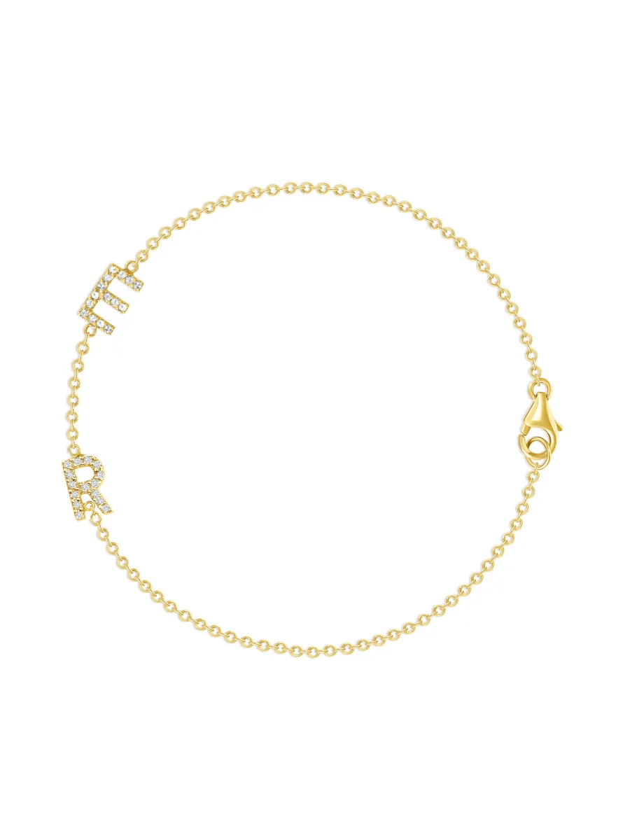 The Diamond Initial Bracelet 14K - 2 Letters sold by LeMel