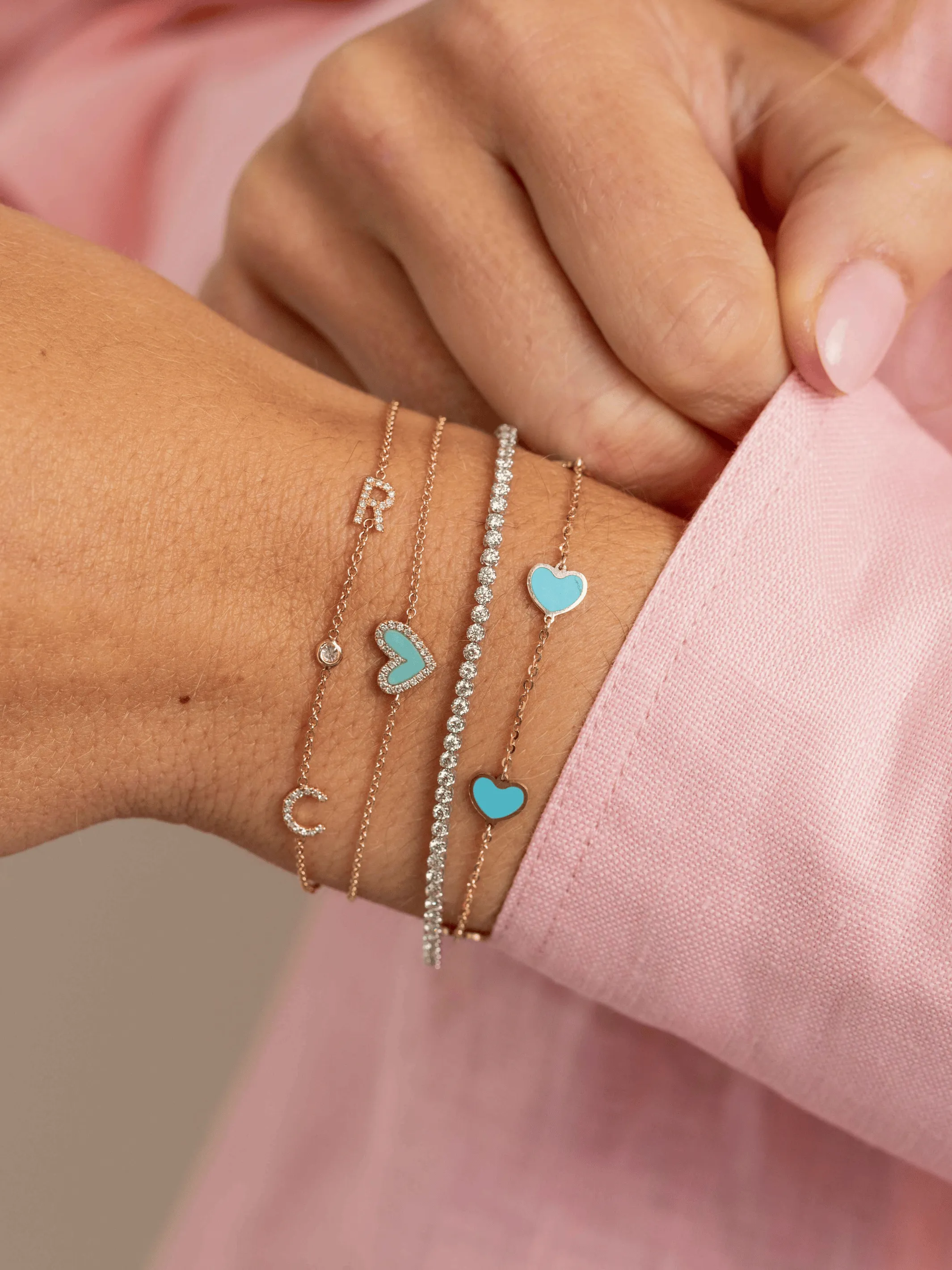 The Diamond Initial Bracelet 14K - 2 Letters sold by LeMel product image thumbnail 4