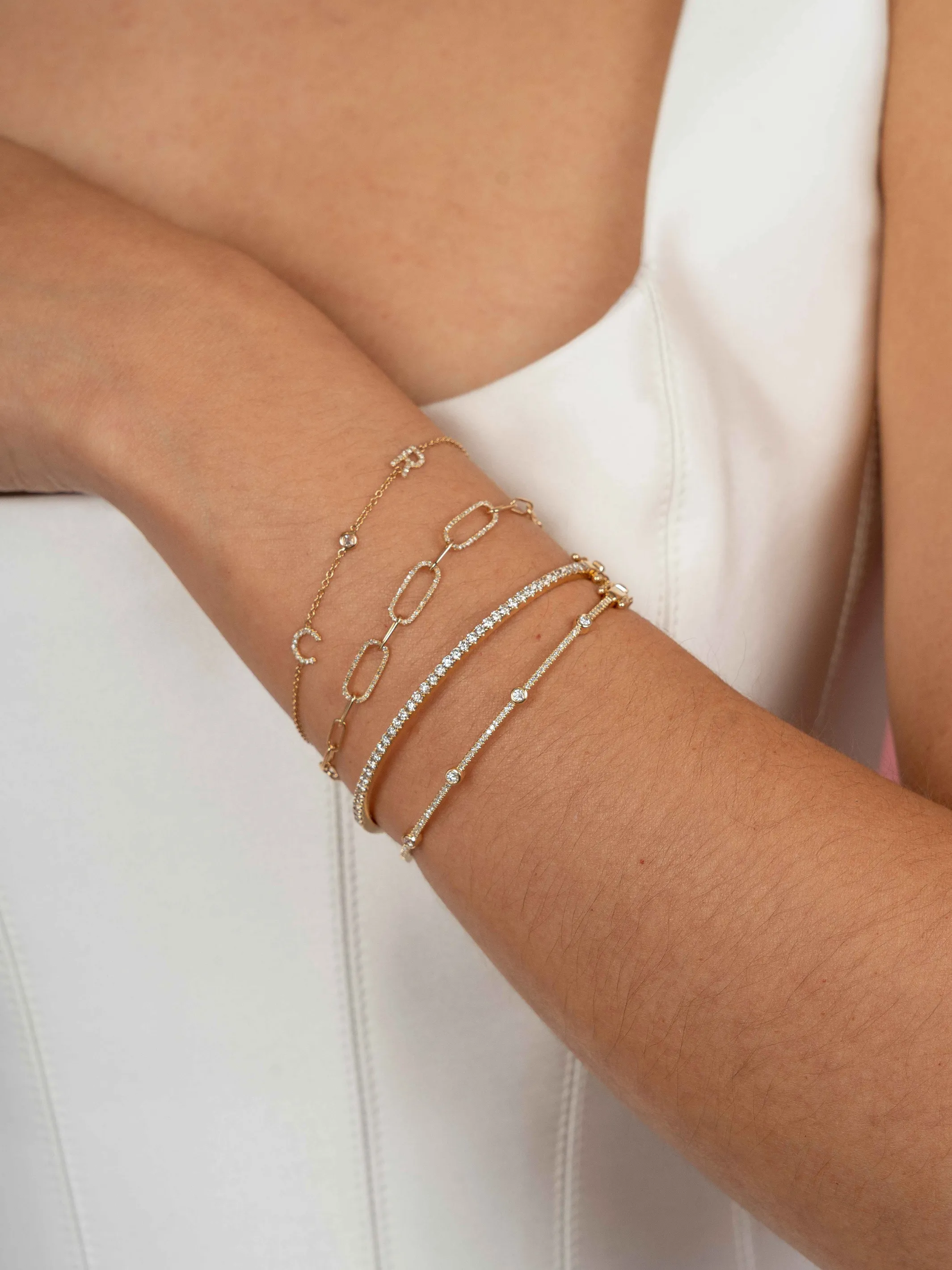 The Diamond Initial Bracelet 14K - 2 Letters sold by LeMel product image thumbnail 3