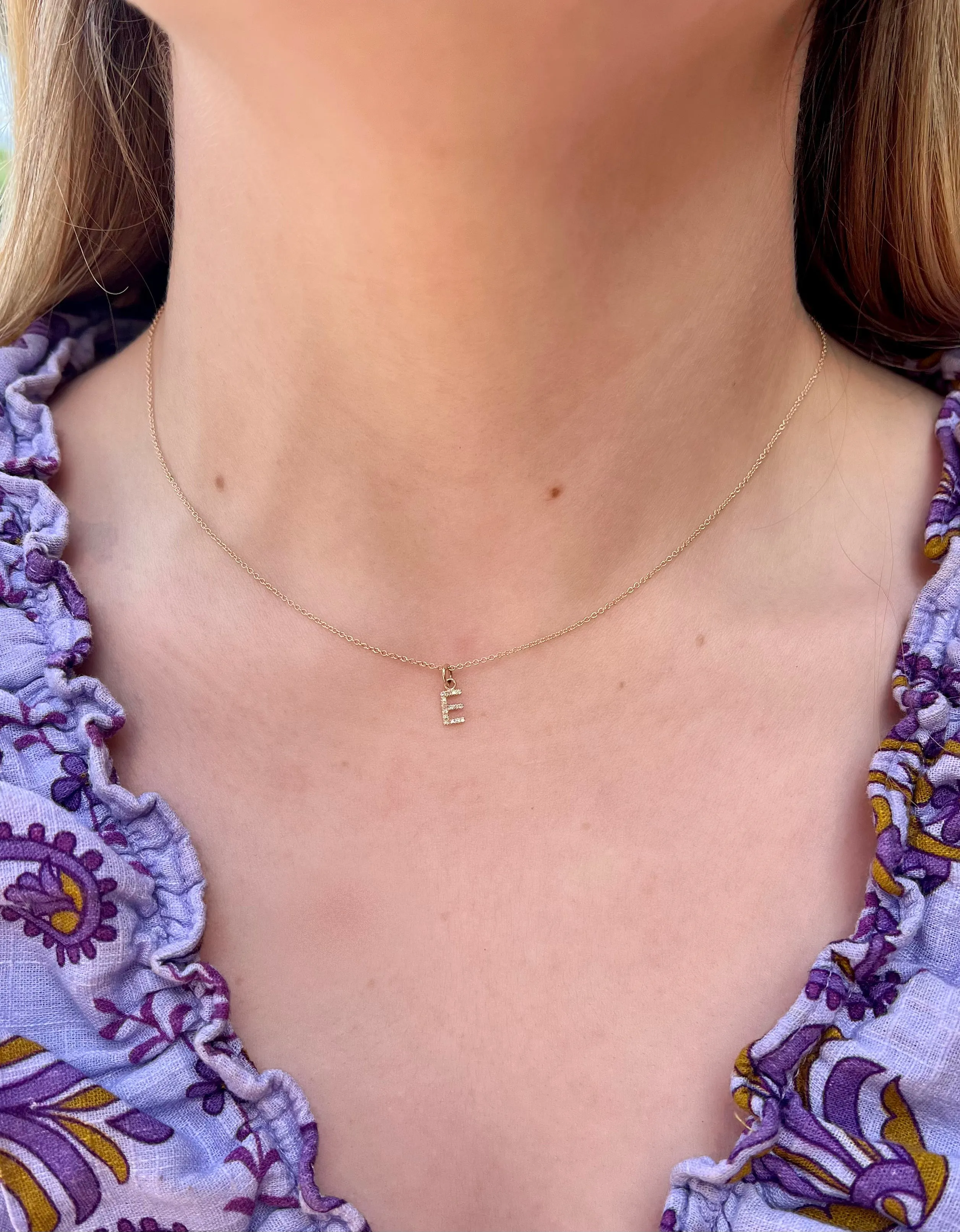 Classic Diamond Charm Initial Necklace 14K sold by LeMel product image thumbnail 5