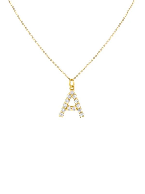 Lab Grown Diamond Initial Charm Necklace 14K sold by LeMel