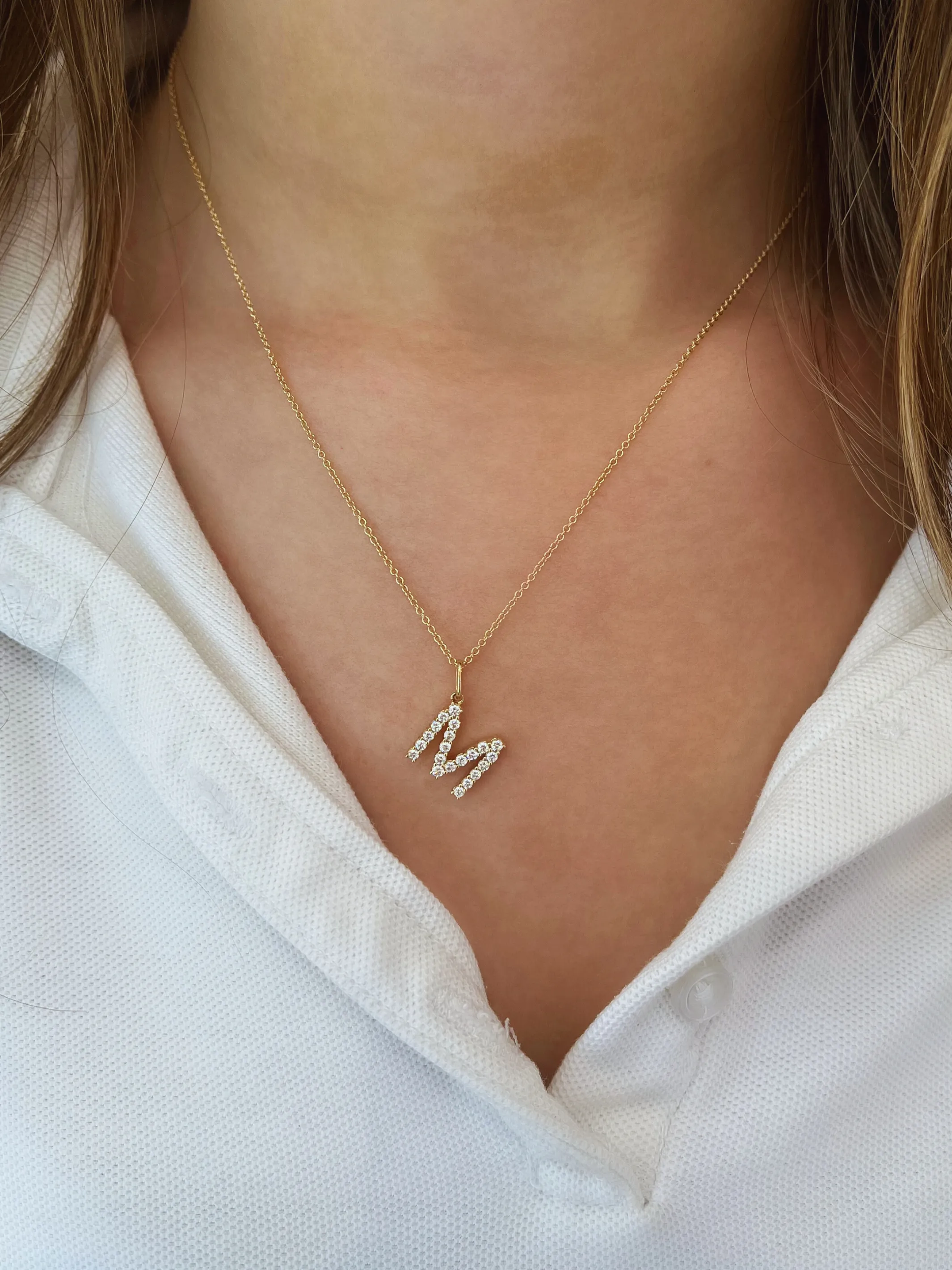 Lab Grown Diamond Initial Charm Necklace 14K sold by LeMel product image thumbnail 2