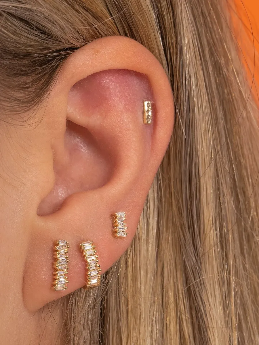 Brilliant Baguette Huggie Earring 14K sold by LeMel product image thumbnail 5