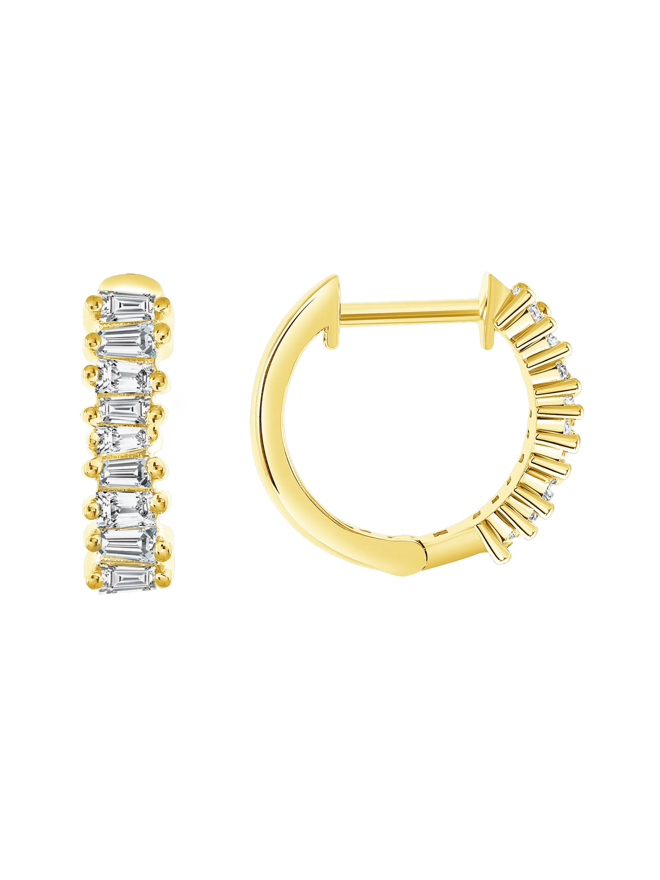 Brilliant Baguette Huggie Earring 14K sold by LeMel