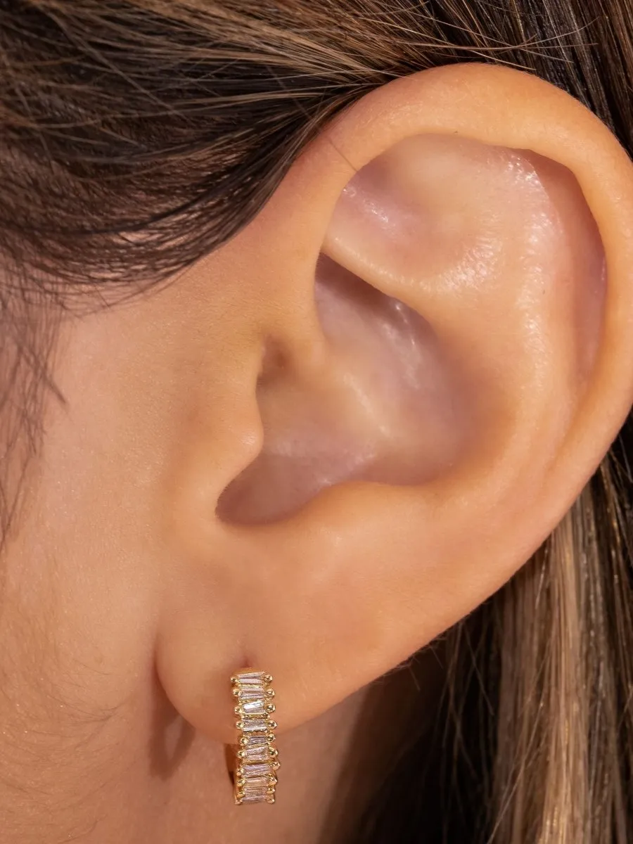 Brilliant Baguette Huggie Earring 14K sold by LeMel product image thumbnail 2