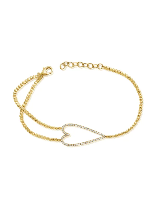 Diamond Open Heart Bracelet 14K sold by LeMel