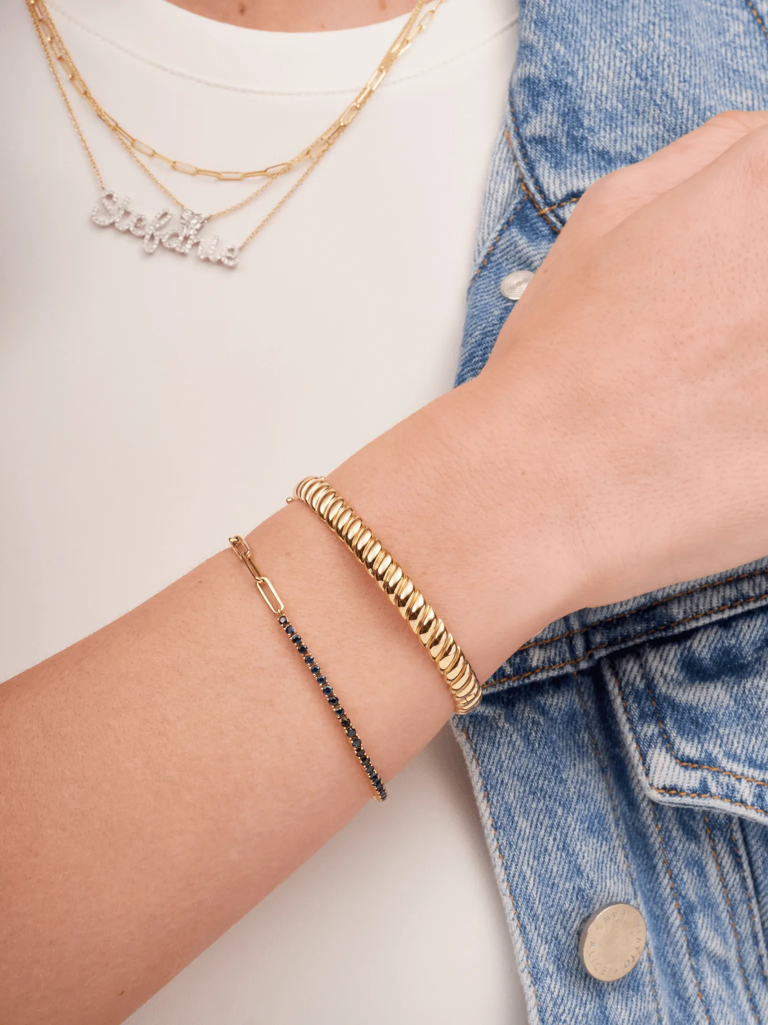 Serena Blue Sapphire Tennis Bracelet 14K sold by LeMel product image thumbnail 3