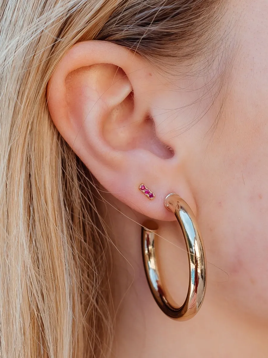 Mini Ruby Bar Stud Earring 14K sold by LeMel product image thumbnail 3