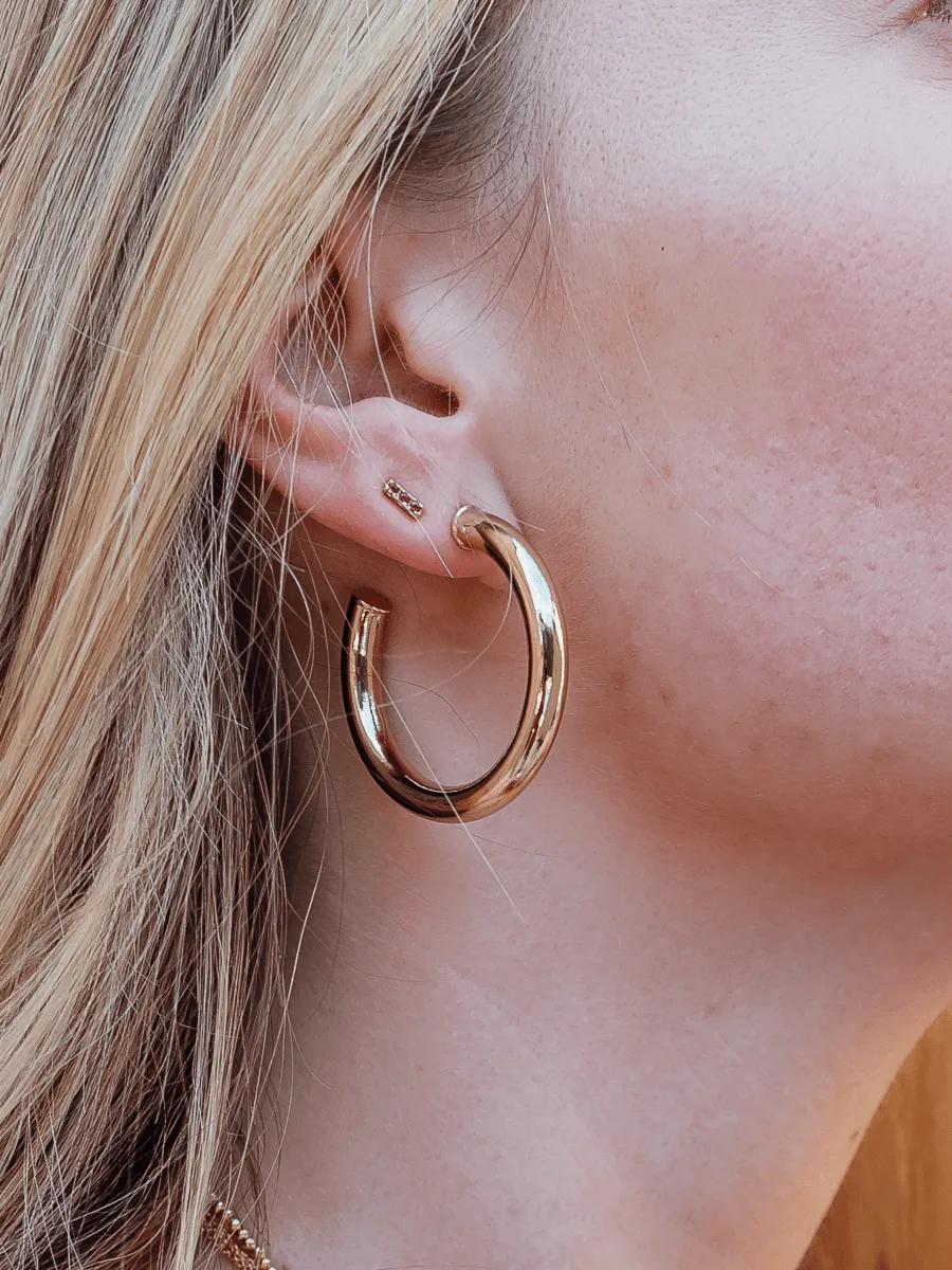 Mini Ruby Bar Stud Earring 14K sold by LeMel product image thumbnail 4