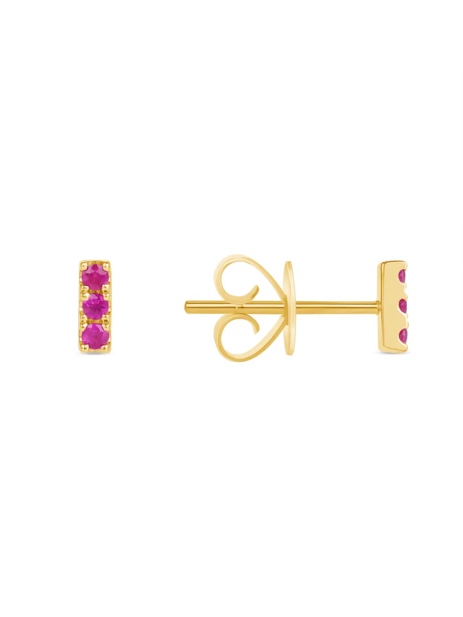 Mini Ruby Bar Stud Earring 14K sold by LeMel