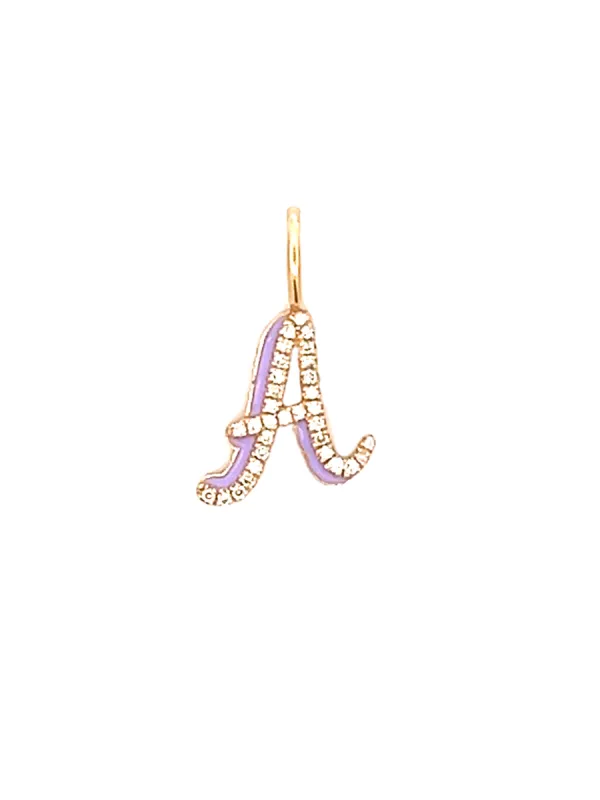 Enamel Diamond Initial 14k - A sold by LeMel