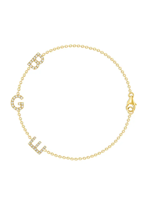 The Diamond Initial Bracelet 14K - 3 Letters sold by LeMel