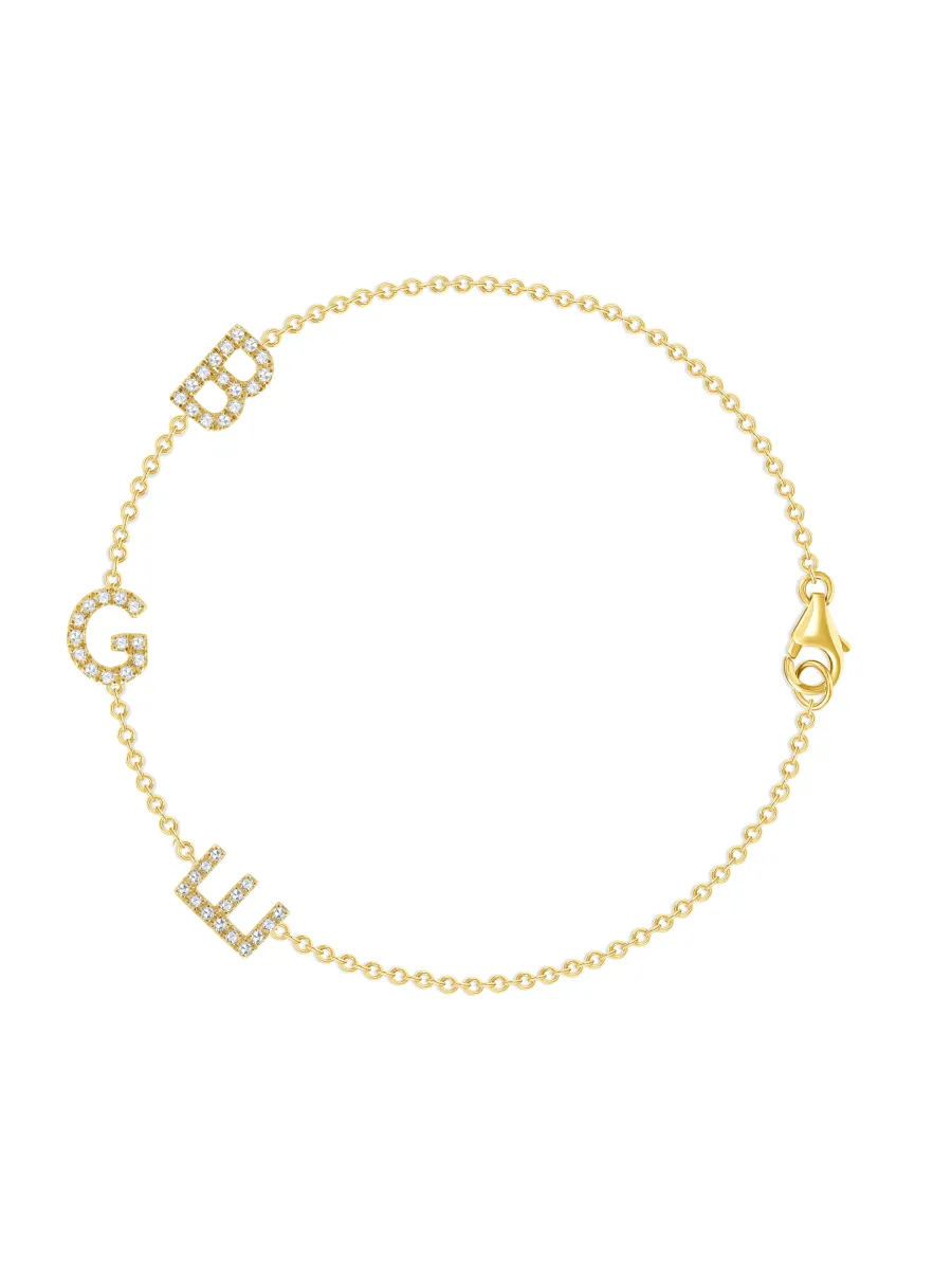 The Diamond Initial Bracelet 14K - 3 Letters sold by LeMel