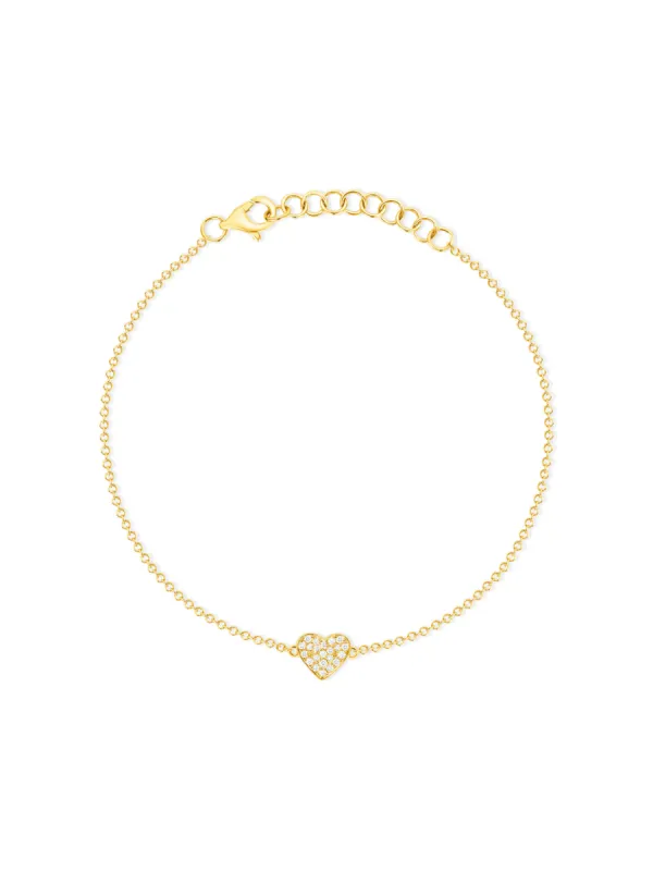 Hallie Diamond Single Heart Bracelet 14K sold by LeMel
