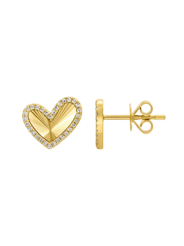 Hailey Heart Fluted Stud Earrings 14K sold by LeMel
