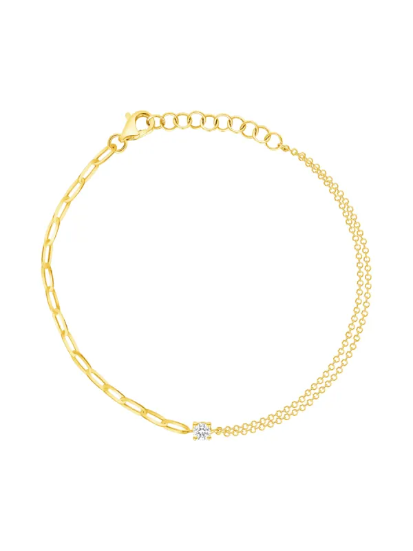 Mixed Chain Diamond Bracelet 14K sold by LeMel