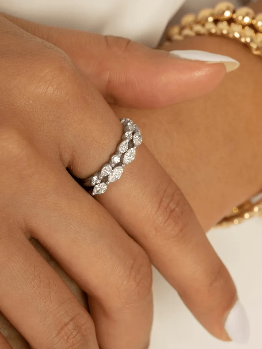 Marquise and Round Diamond Band (.50 ct. tw.) 14K sold by LeMel product image thumbnail 4